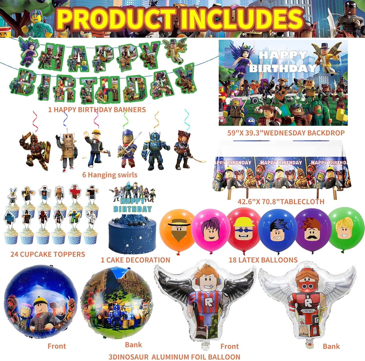 Birthday Party Decor Set with Balloons and Banner
