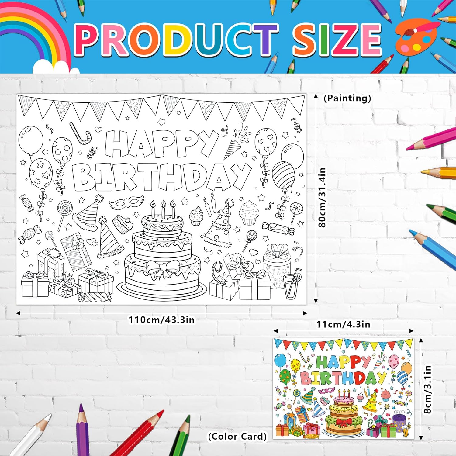 Giant Birthday Coloring Poster for Kids
