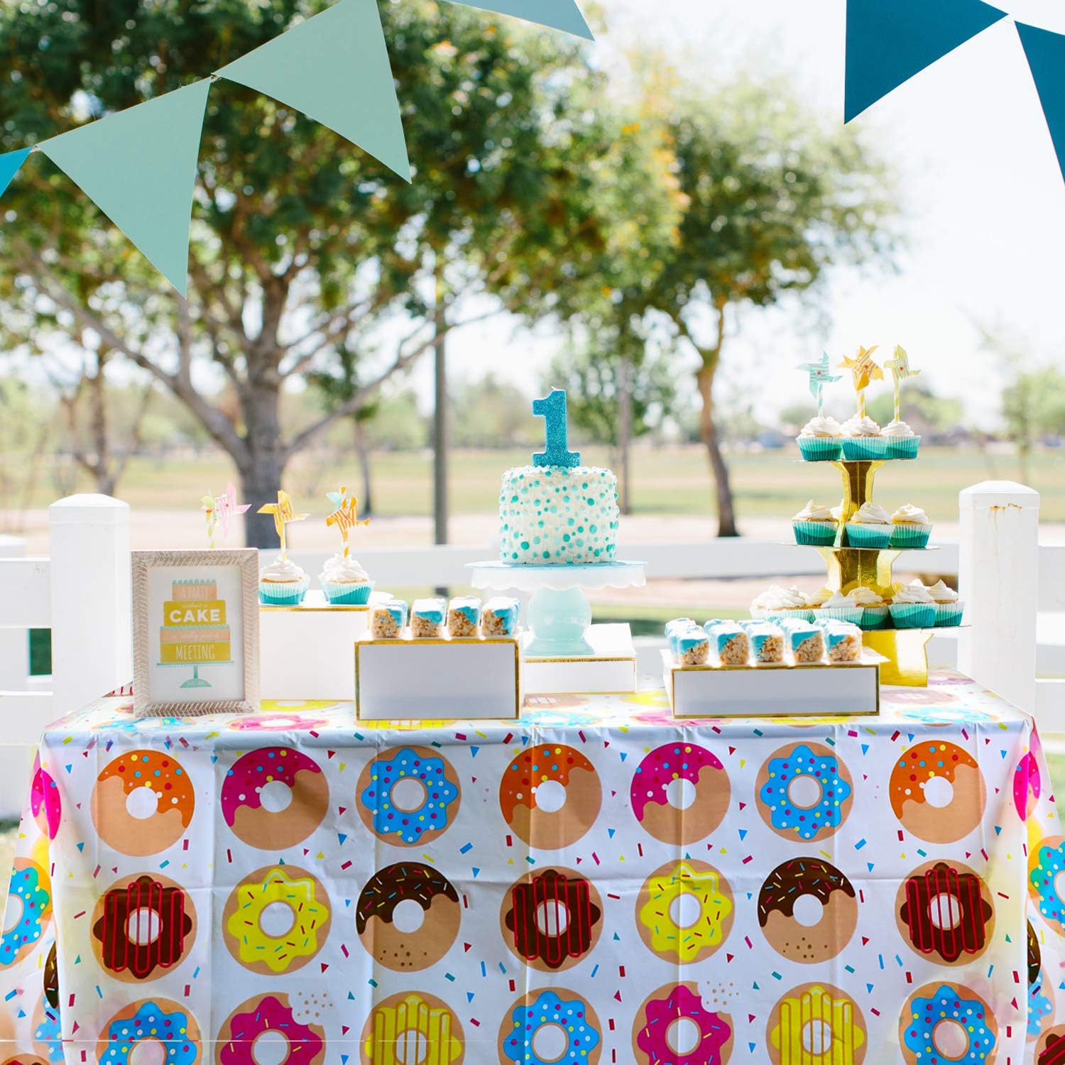 BeYumi 4 Pack Donut Party Tablecloth