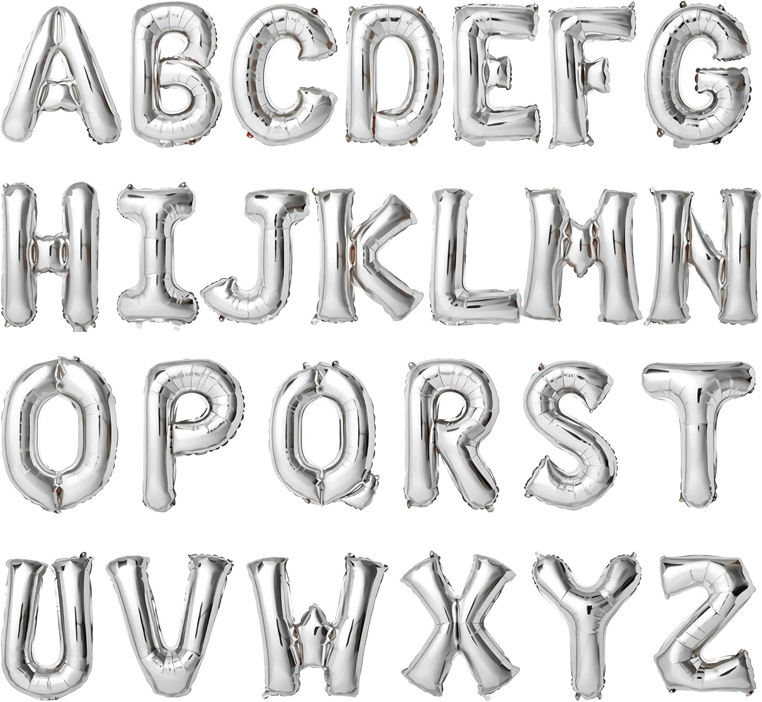 16 Inch Silver Letter Balloons A-Z Set for Parties