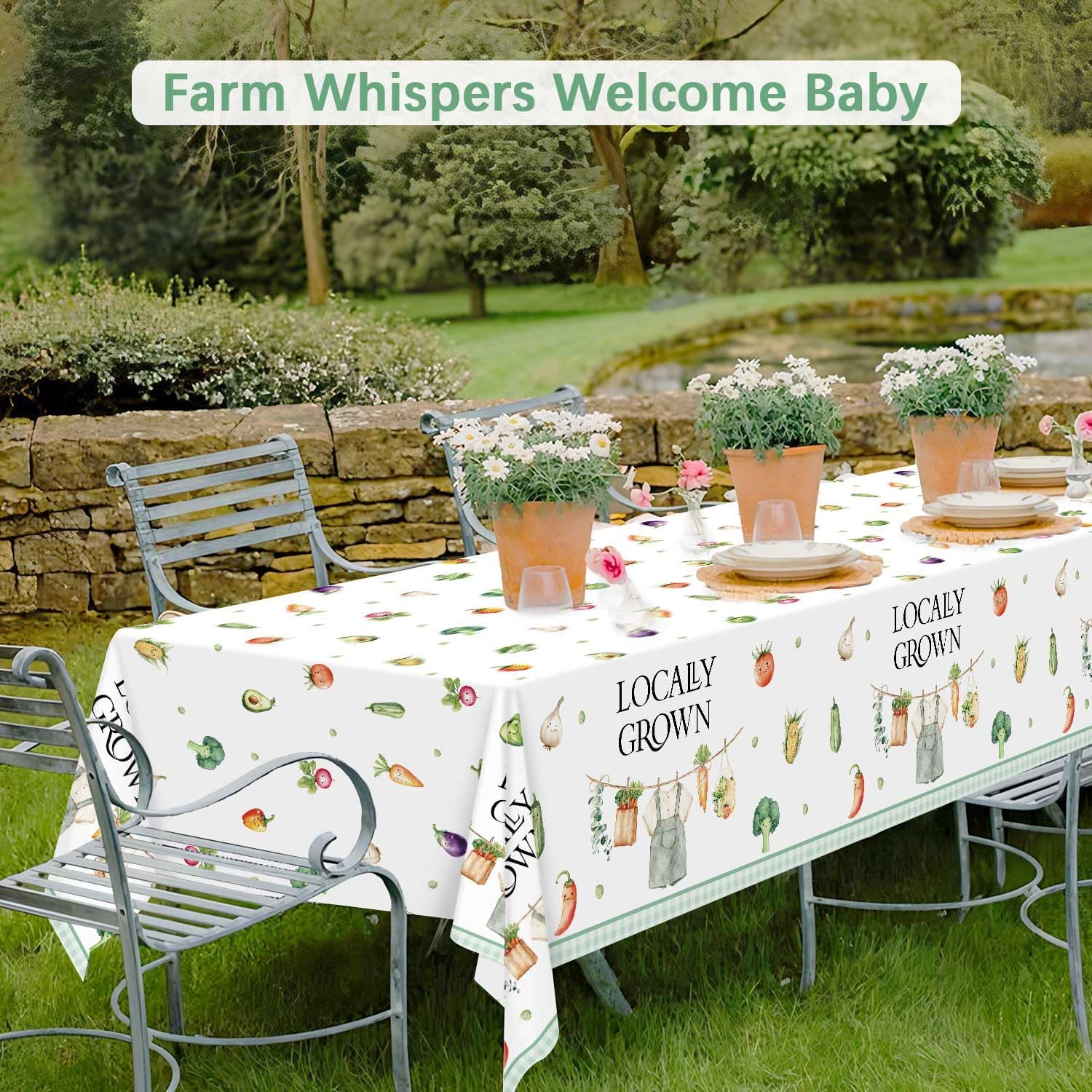3Pcs Locally Grown Baby Shower Tablecloth Set