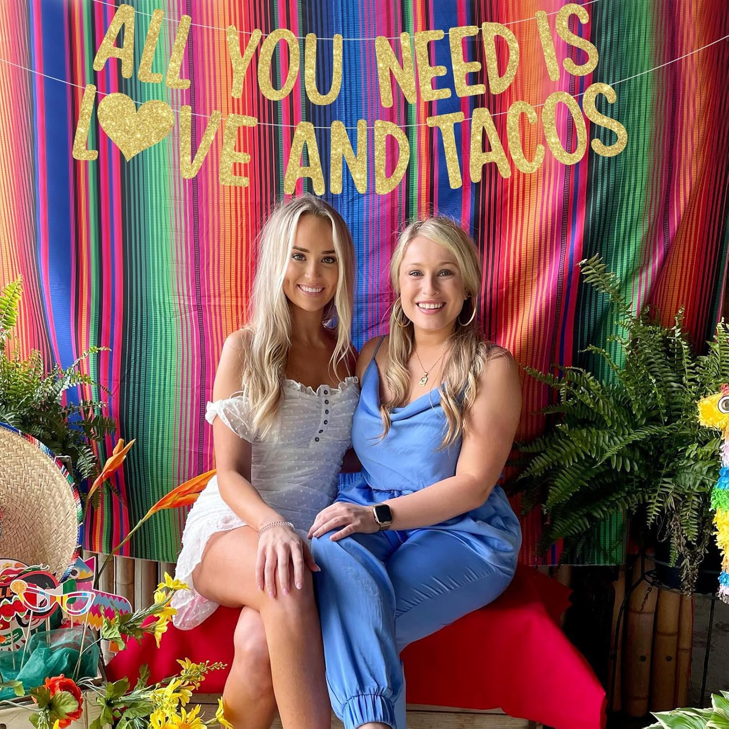 Mexican Fiesta Bridal Shower Decor Banner Gold