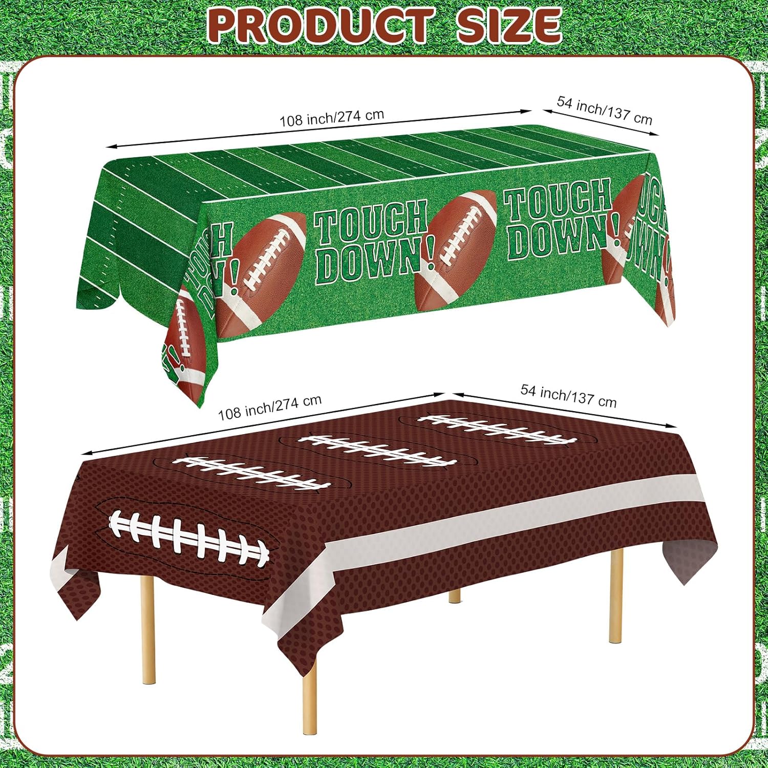 Football Party Decorations 2 Pack Tablecloth