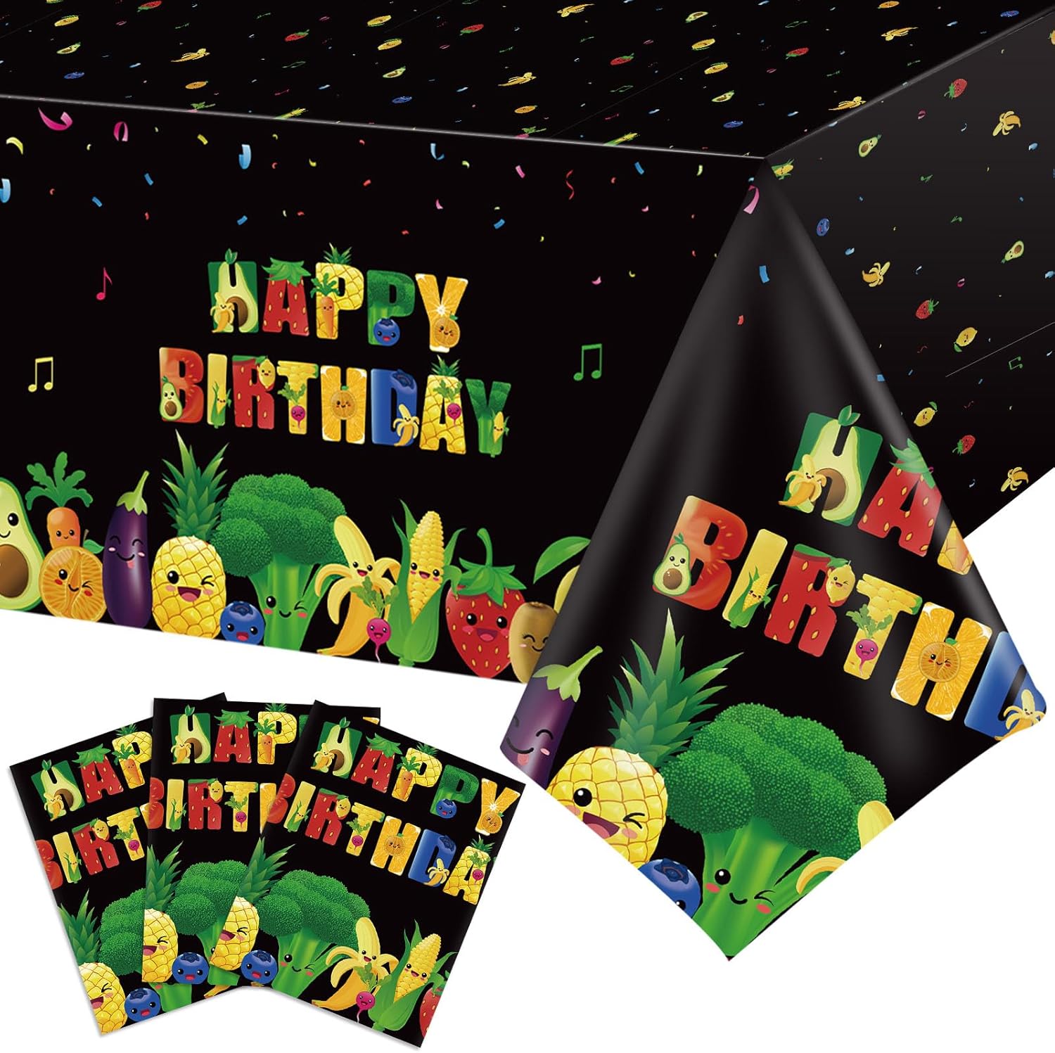 Tiamon 3 Pcs Fruit Tablecloths 54x108 Inch Birthday Party Decorations