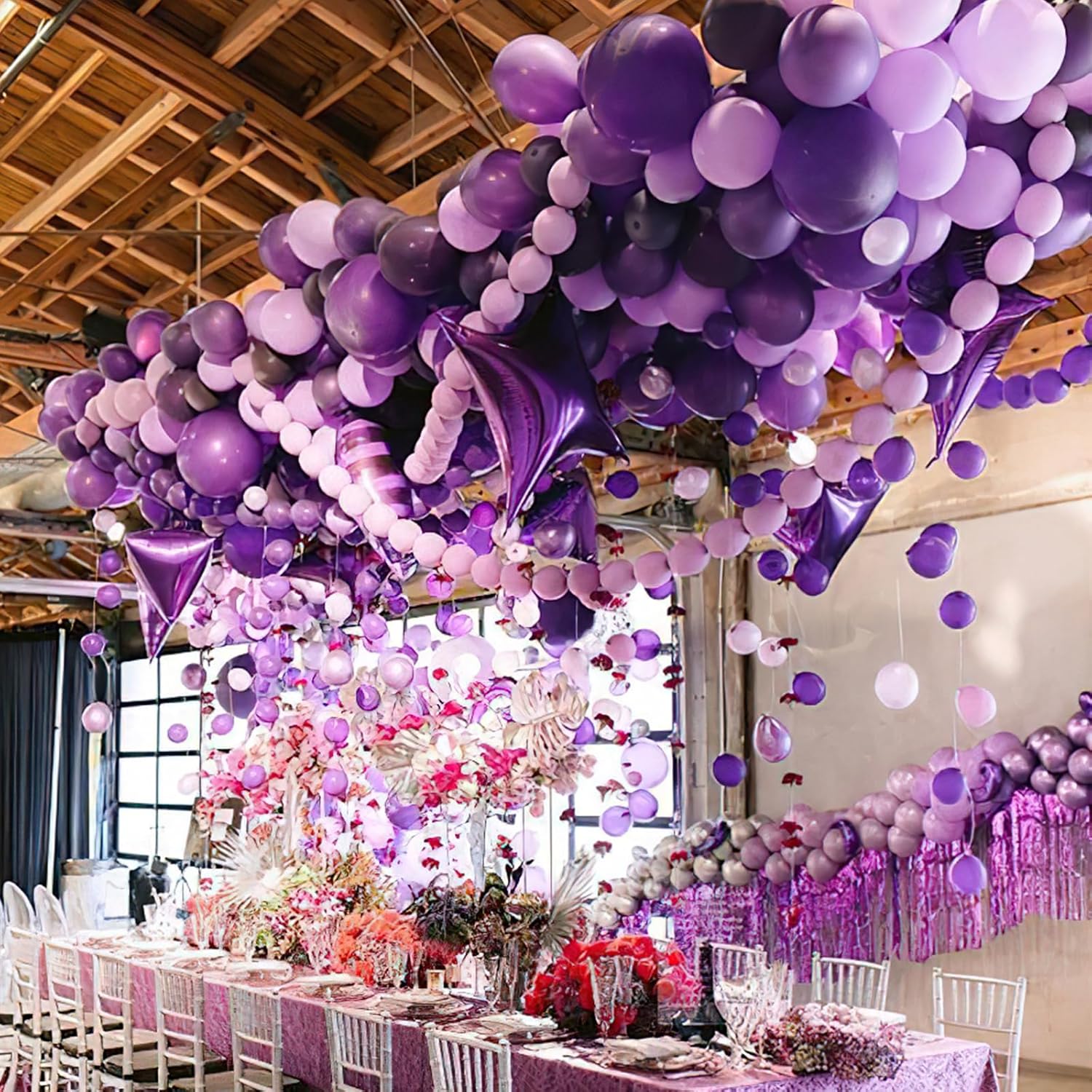 PartyWoo Purple Balloons 100 pcs Different Sizes Kit