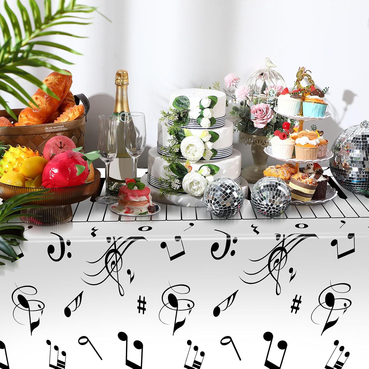 3 Pcs Musical Notes Tablecloth for Music Themed Parties