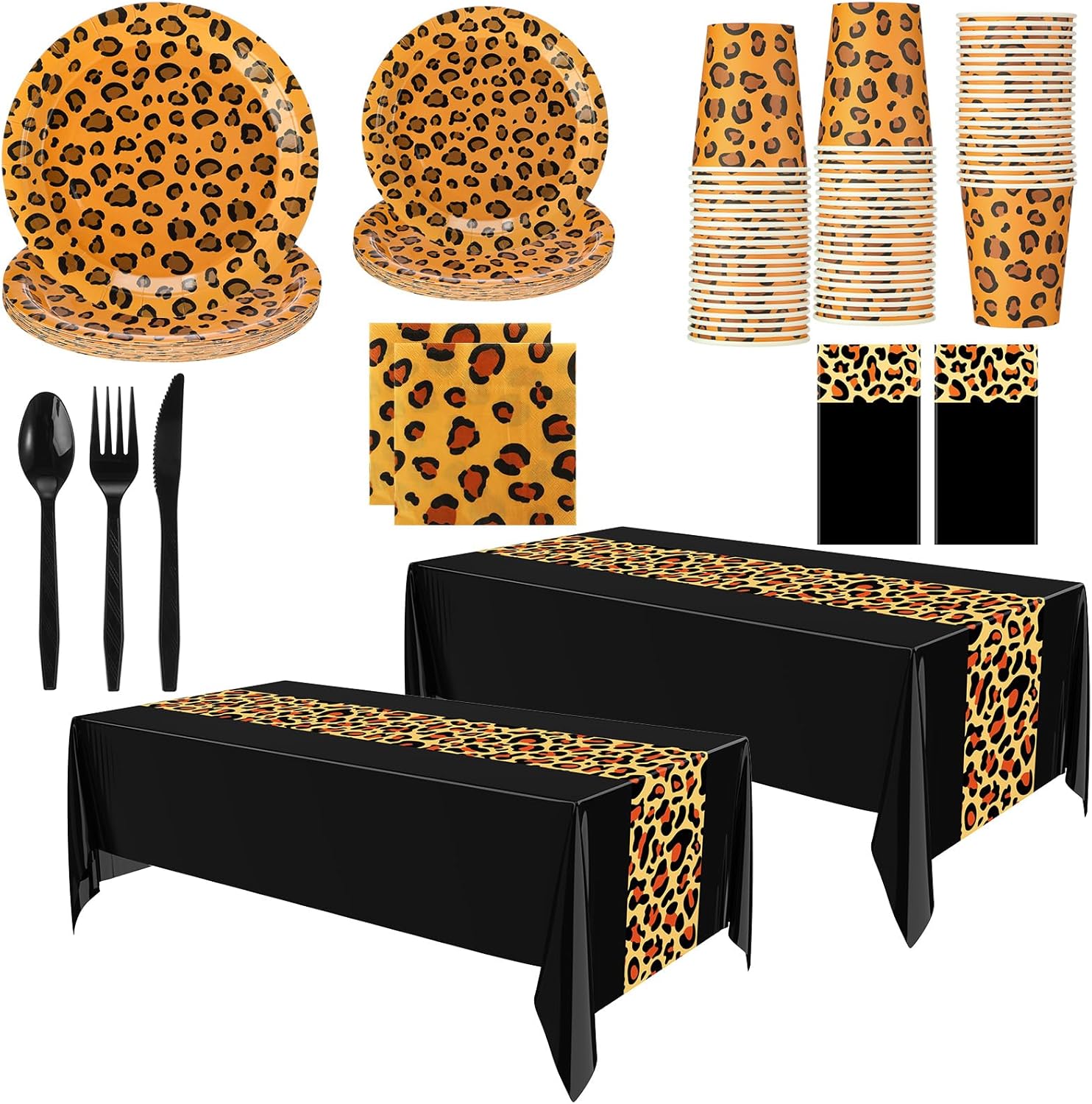 Oudain 162 Pcs Cheetah Party Decorations