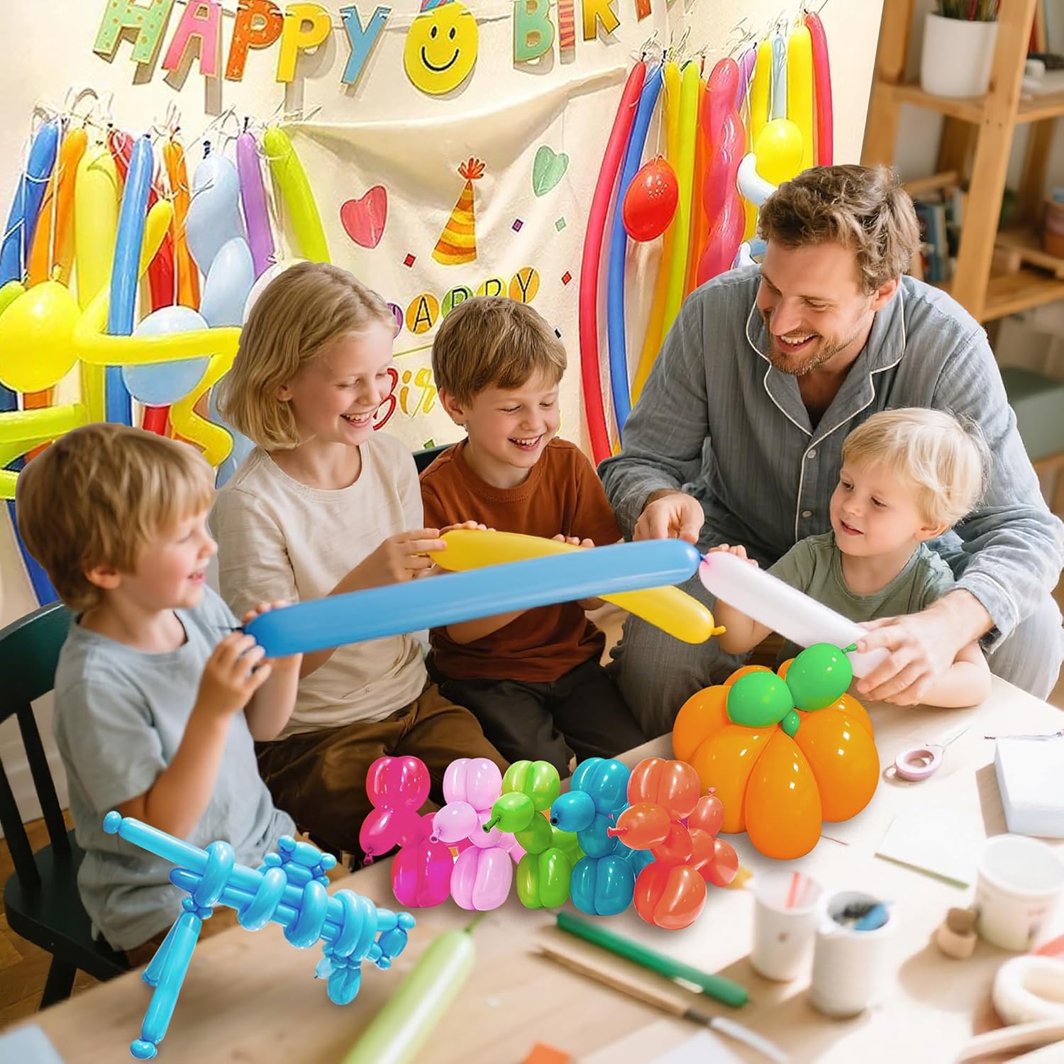 DIY Balloon Animal Kit with Pump and 100 Long Balloons