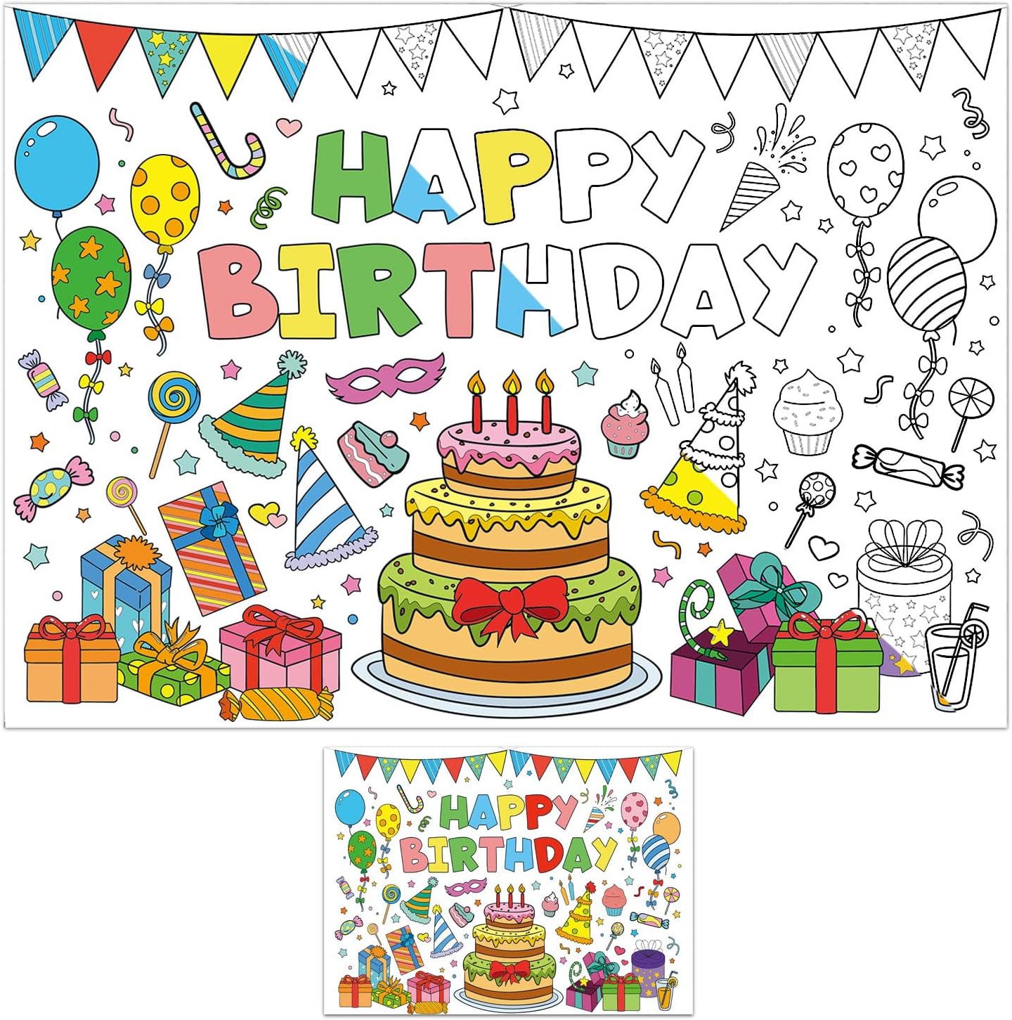 Giant Birthday Coloring Poster for Kids