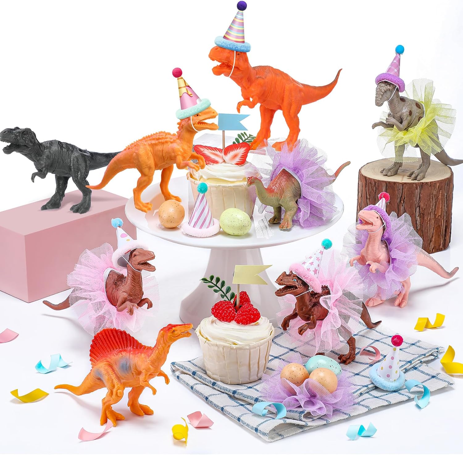 Weysat 27pcs Dinosaur Party Decorations with Hats and Skirts