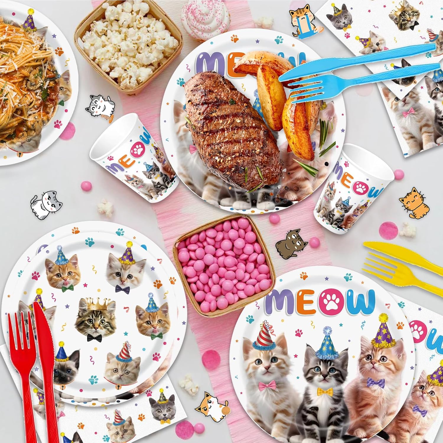 Lousuip 174pcs Cat Birthday Party Decorations Set