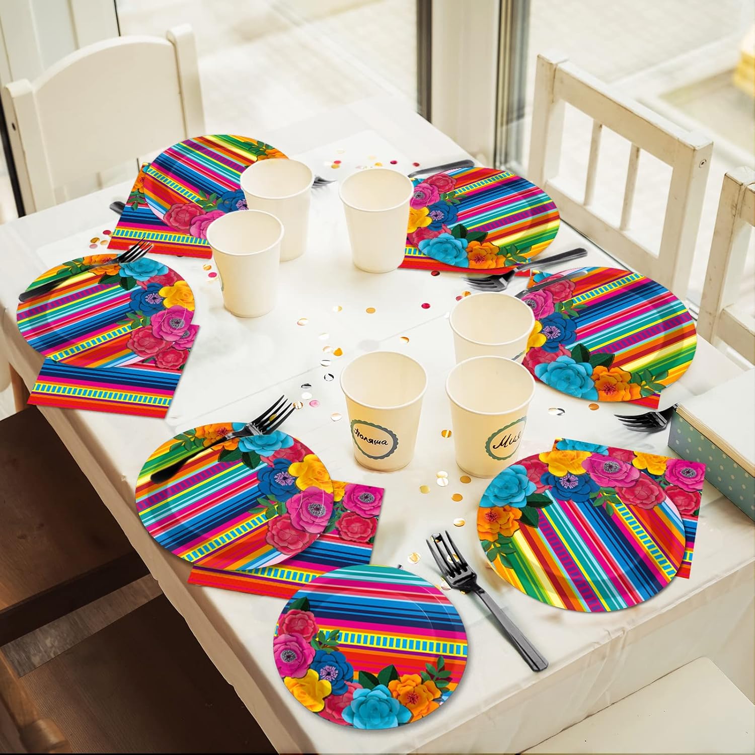 96 Pcs Mexican Fiesta Plates Napkins Party Decor