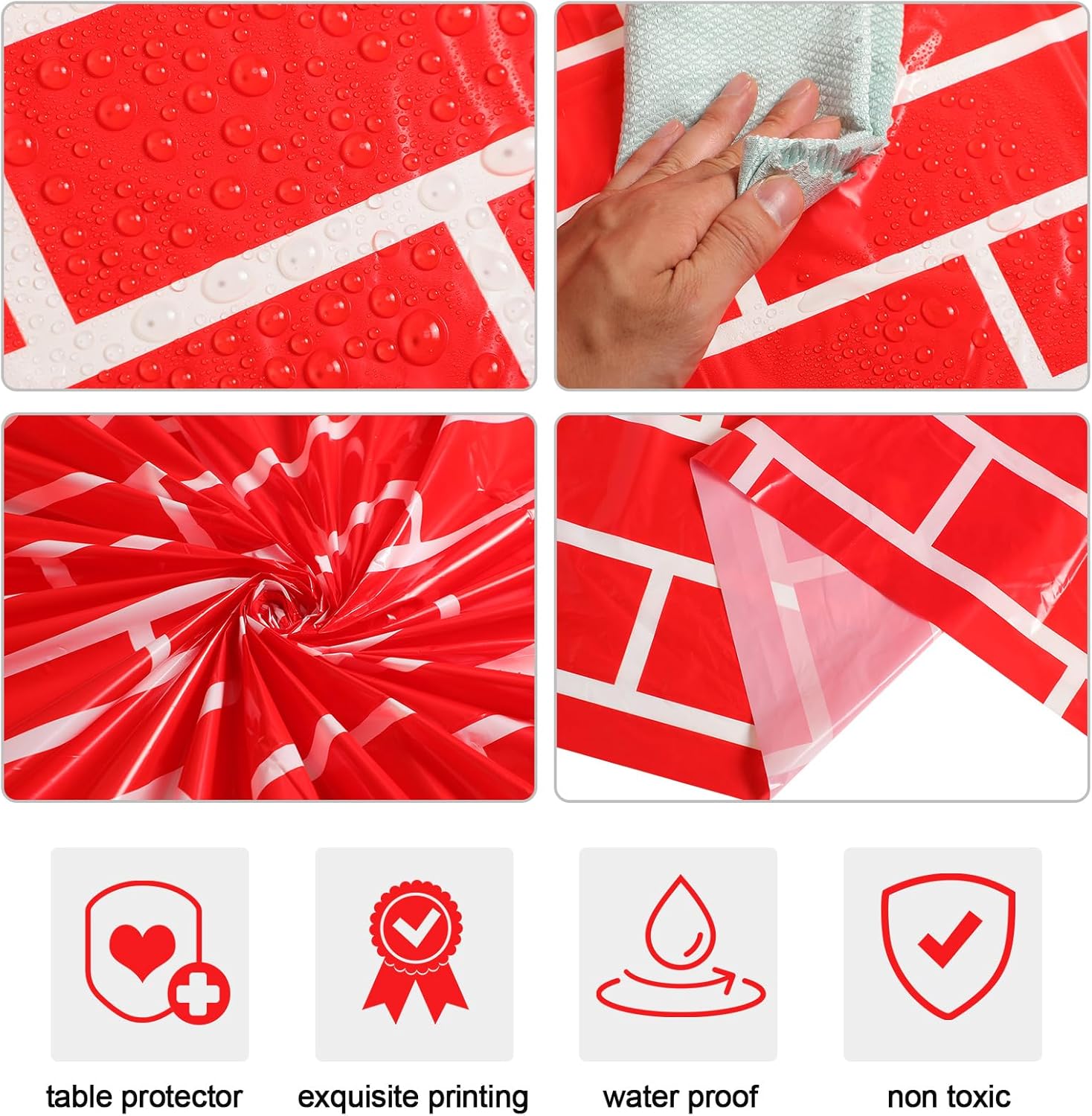 Oudain 4pcs 54x108 Inch Building Block Tablecloths for Kids Birthday Party