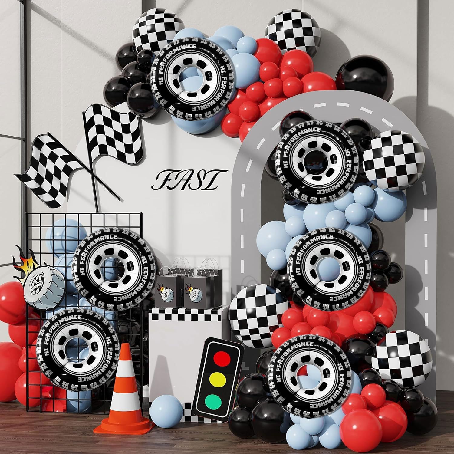30 Inch Race Car Wheel Balloons 6Pcs Party Decor