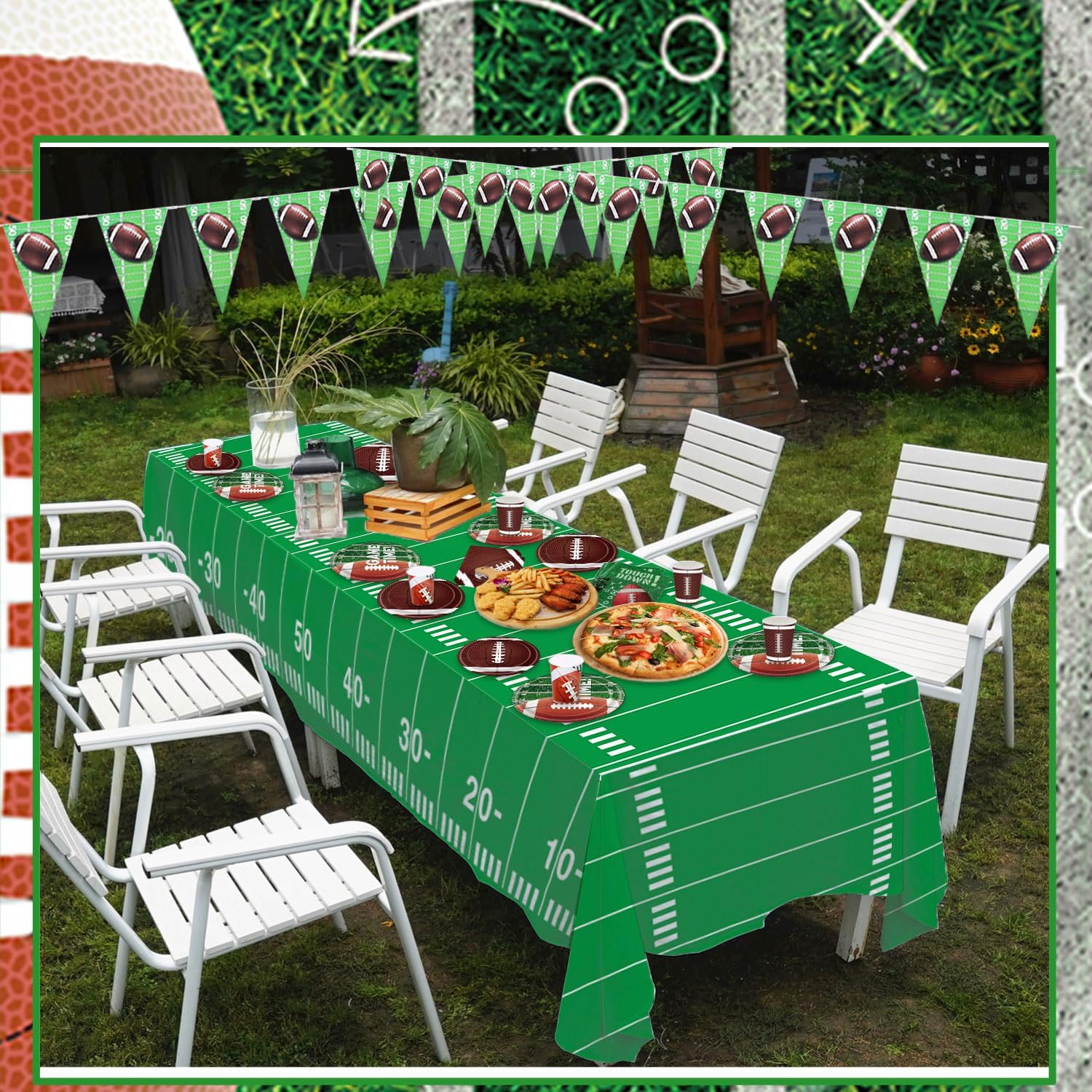 2 PCS Football Tablecloth for Gameday Party Decorations