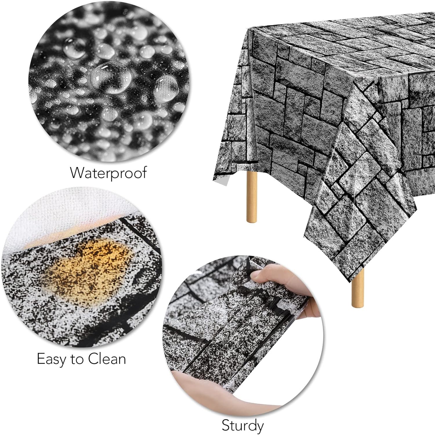 Durony 2 Piece Stone Wall Table Cover for Medieval Castle Themed Parties