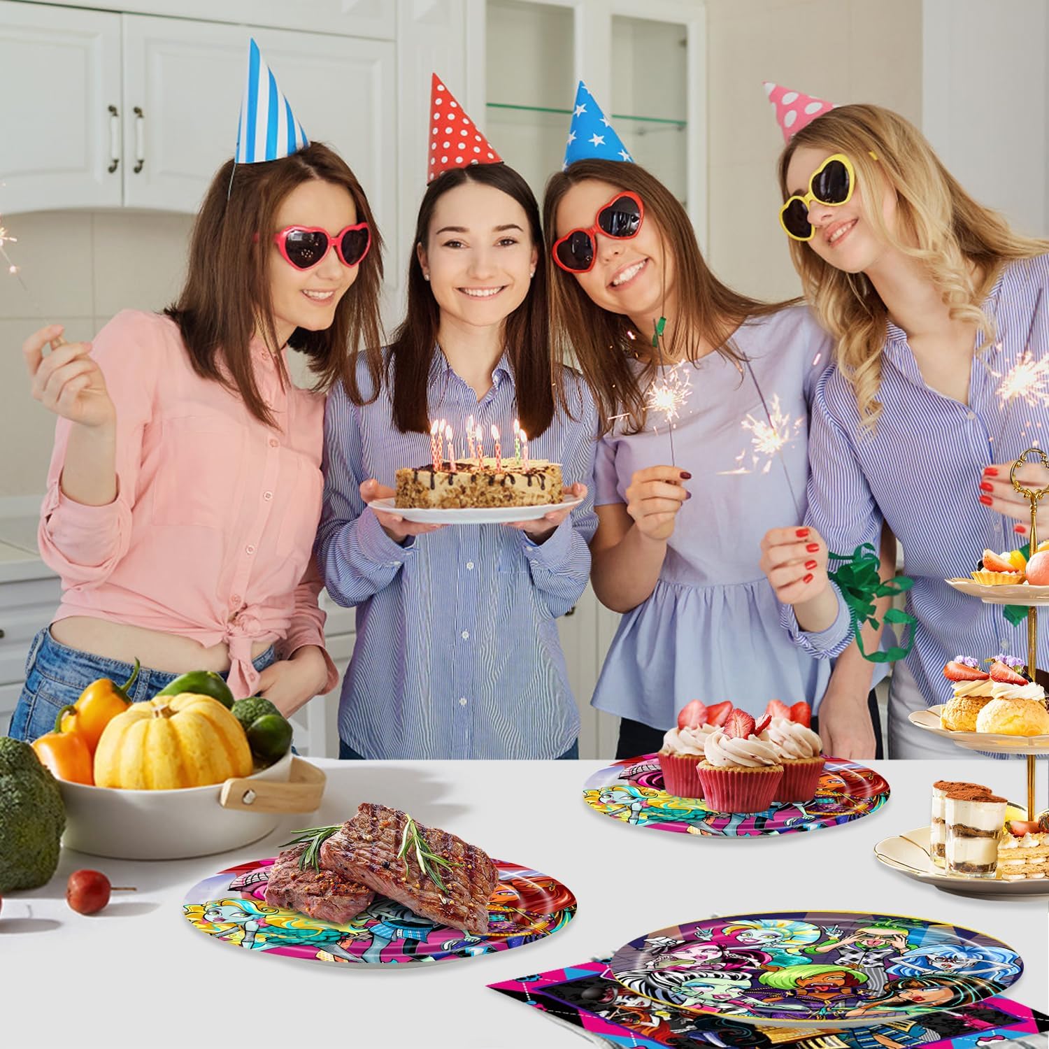 40Pack Monst-High Birthday Party Supplies with Plates and Napkins