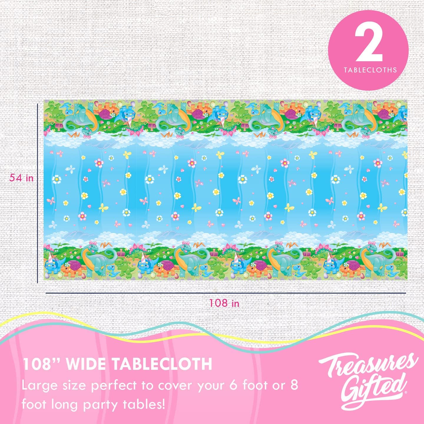 Treasures Gifted Dinosaur Tablecloth Pack of 2