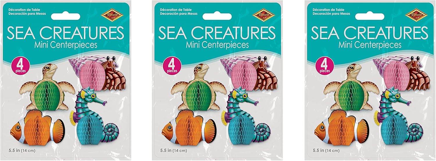 Beistle Sea Creatures Honeycomb Centerpieces Pack of 3