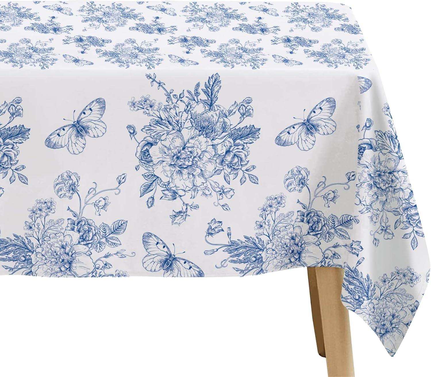 Blue and White Floral Tablecloths 3pcs Disposable Party Decorations