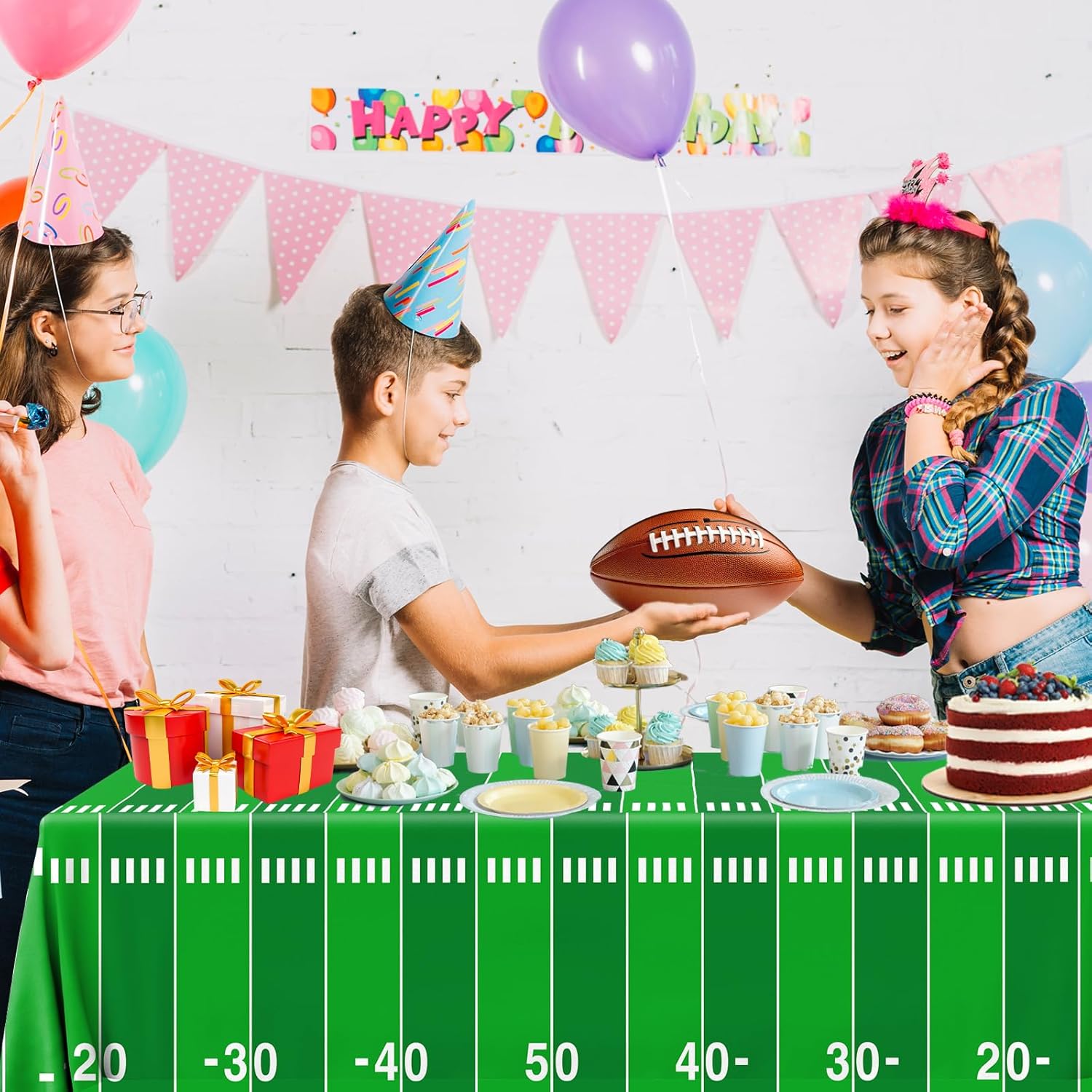 Juweked 3Pcs Football Tablecloth for Football Parties