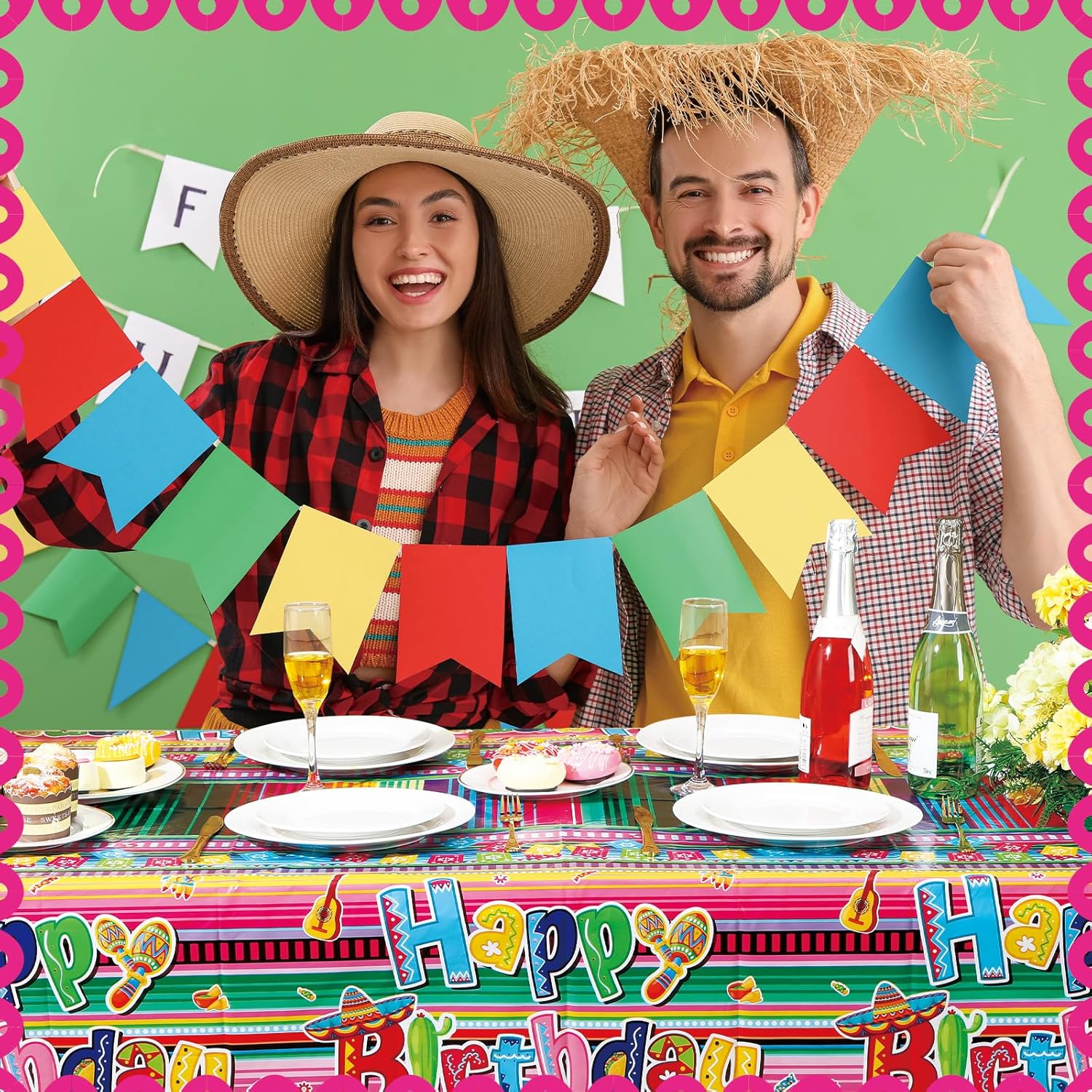3 Pcs Mexican Fiesta Tablecloths for Party Decorations