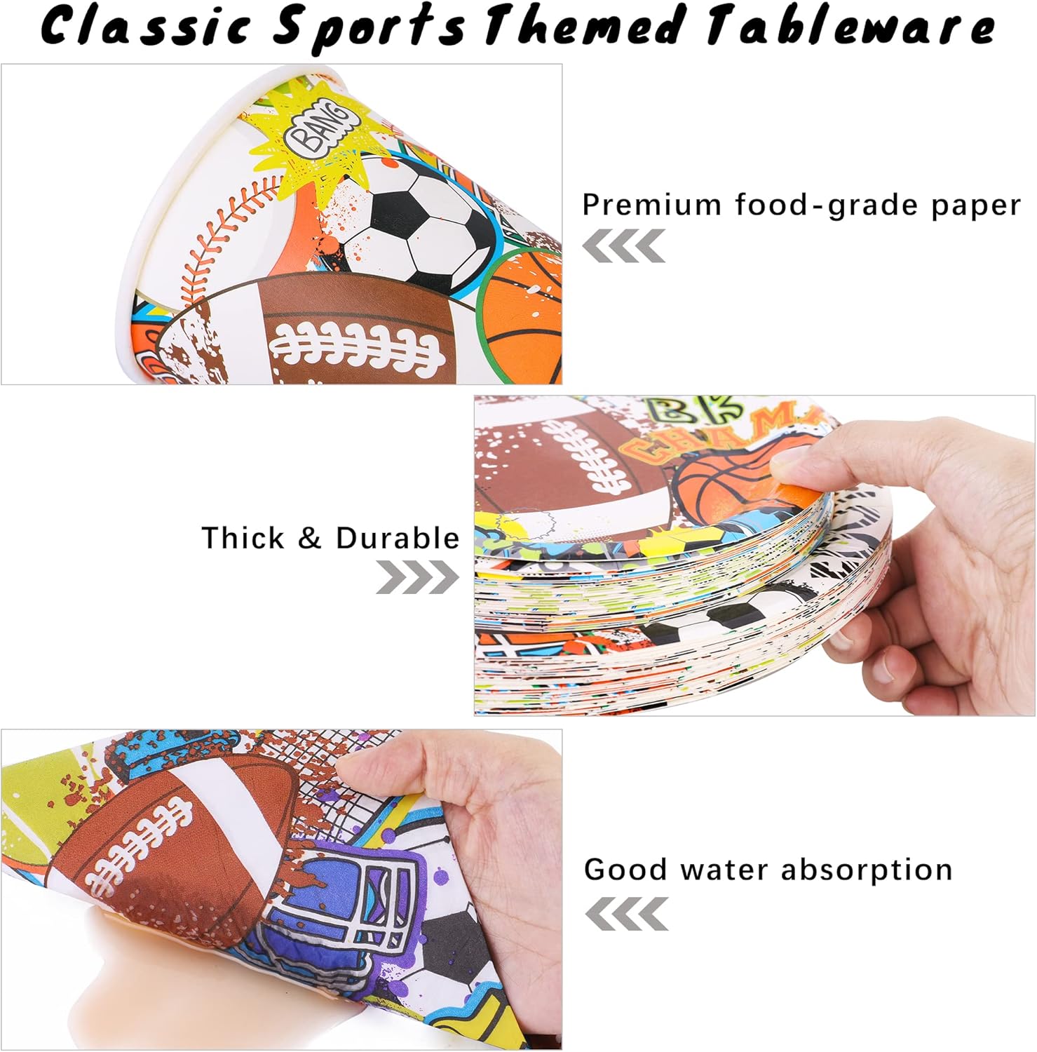Durony 144 Piece Sports Themed Dinnerware Set