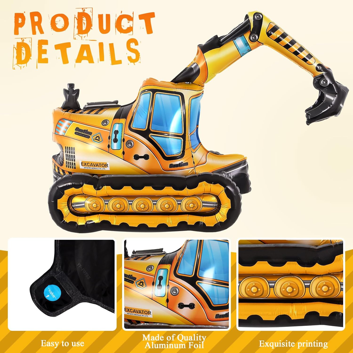 Self Standing 4D Foil Excavator Balloon for Kids