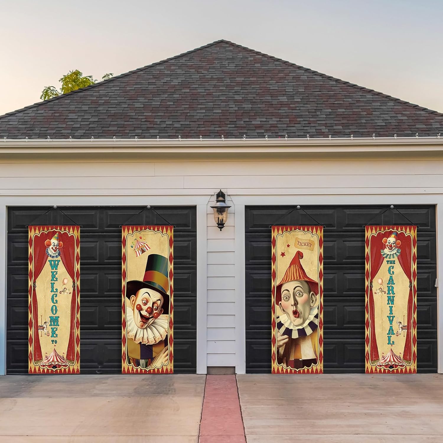 Tiamon 4 Pcs Vintage Halloween Carnival Banners