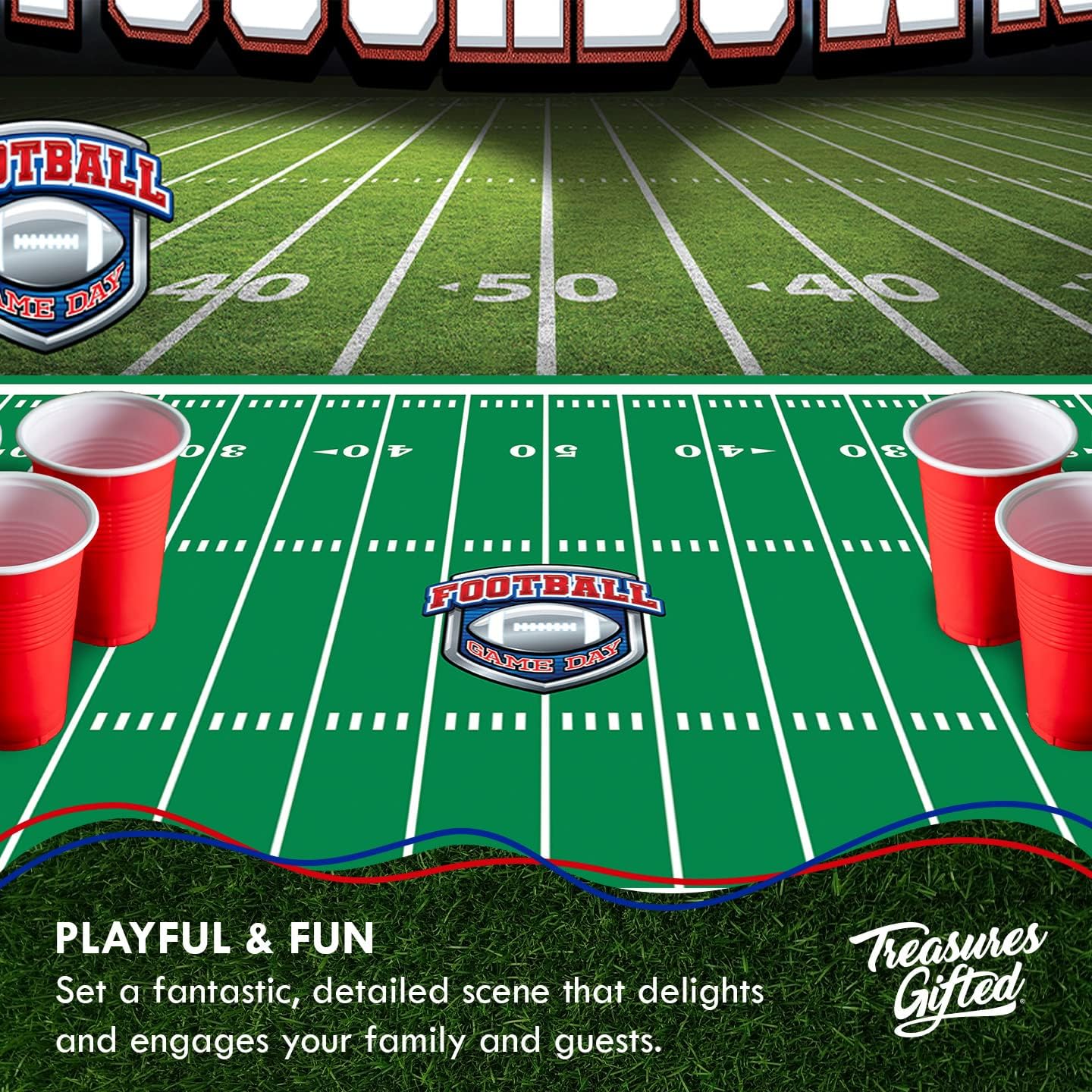 Treasures Gifted Football Tablecloth Set of 3 for Parties