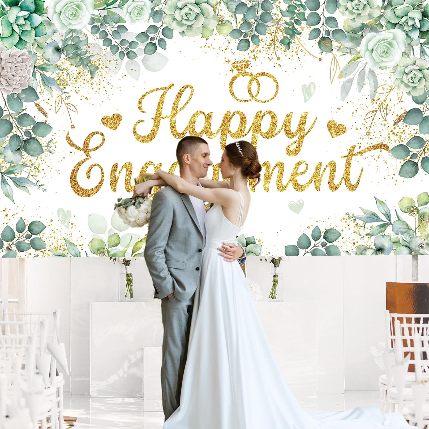 Eucalyptus Engagement Party Banner Green Just Married Decor Kit