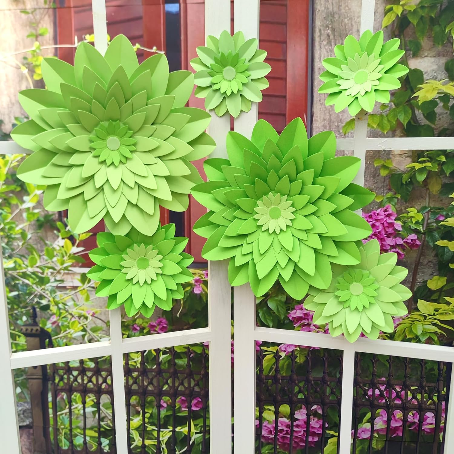 Large Lime Green Paper Flowers for Wall Decor