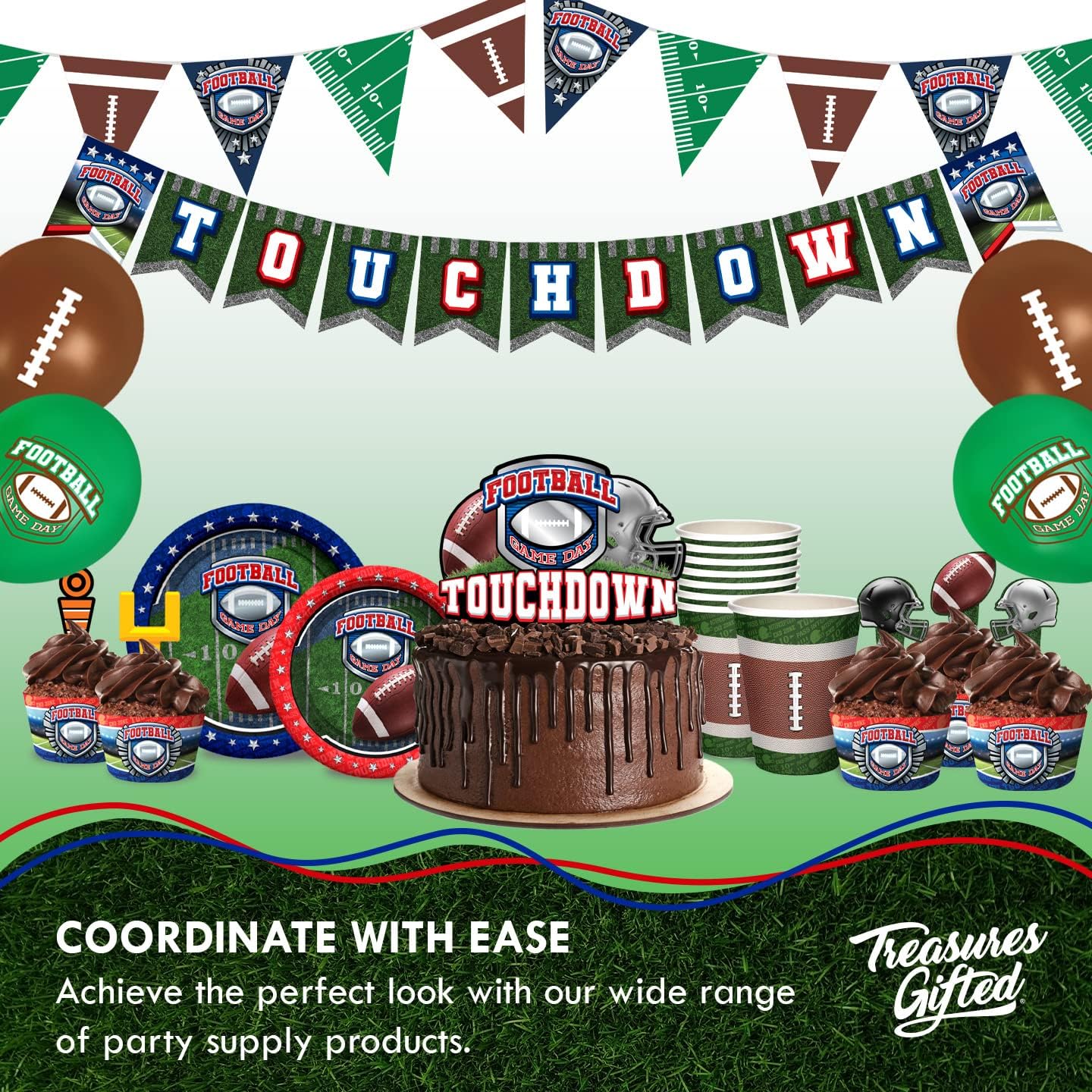 Treasures Gifted Football Tablecloth Set of 3 for Parties