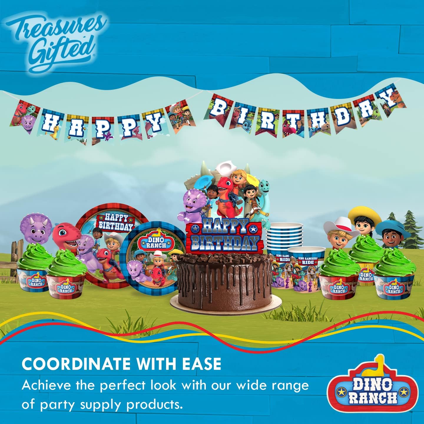 Treasures Gifted Dino Ranch Party Tablecloths 2 Pack