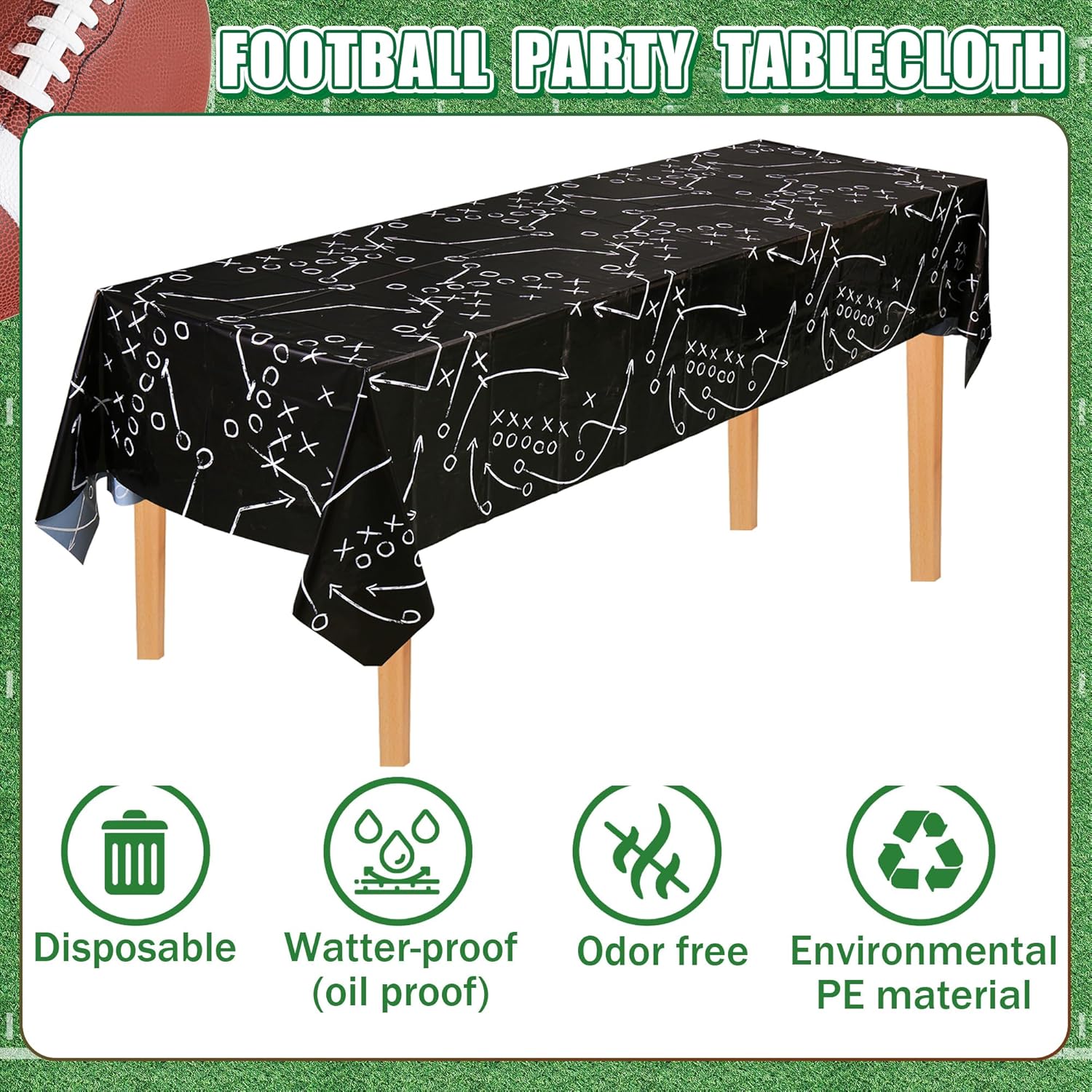 3pcs Football Party Tablecloths Rectangular Plastic 108x54