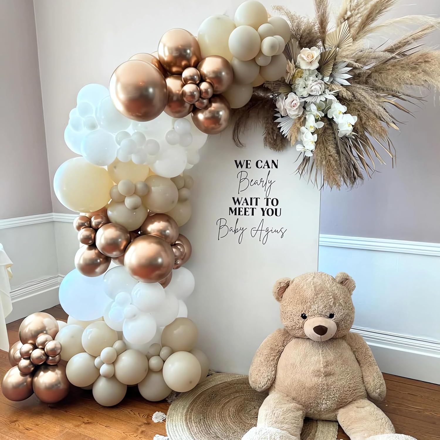 White Sand Metallic Champagne Gold Balloons Garland Arch Kit 152PCS