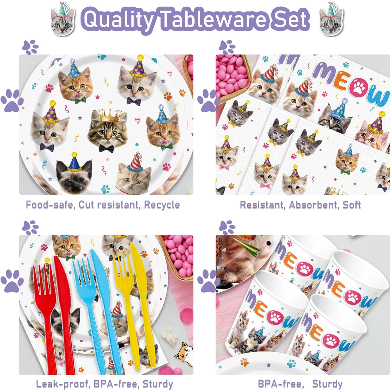 Lousuip 174pcs Cat Birthday Party Decorations Set