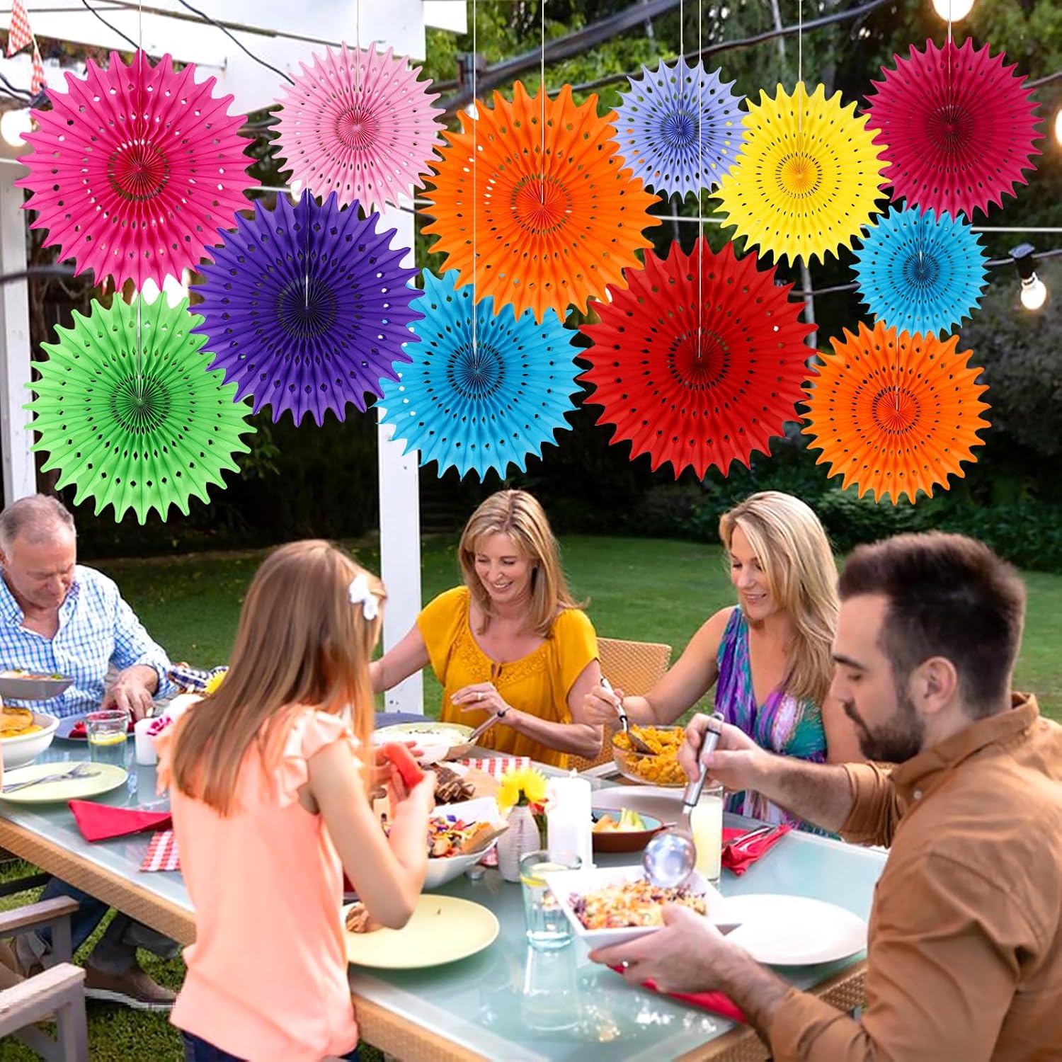 BestoFun 12PCS Paper Fans Mexican Party Decorations