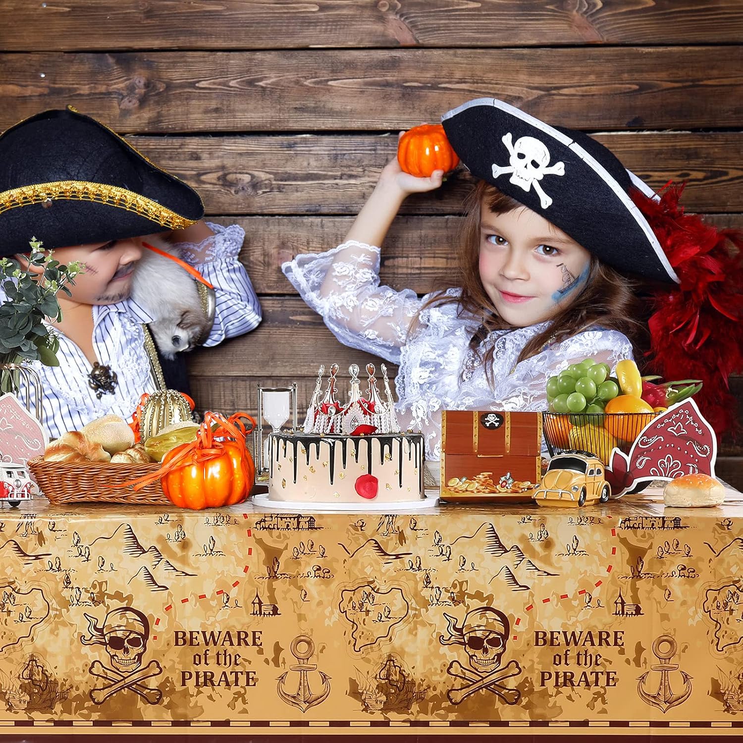 Irenare Pirate Party Tablecloth Set 54 x 108 Inches 12 Pieces