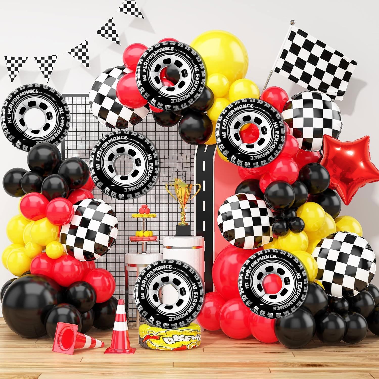 30 Inch Race Car Wheel Balloons 6Pcs Party Decor