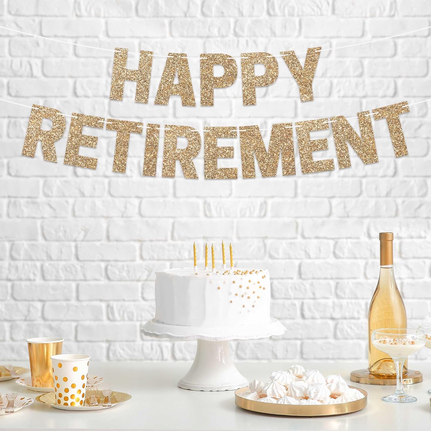 Pre-Strung Happy Retirement Banner with Gold Glitter