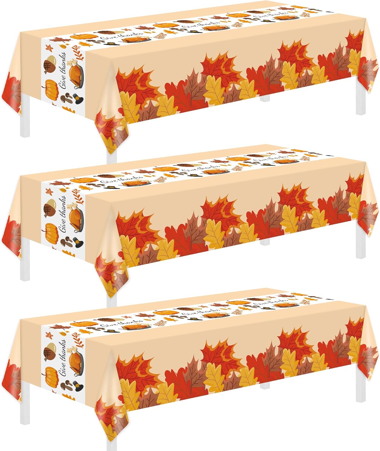 Childom 3 Pack Thanksgiving Tablecloths 54 x 108