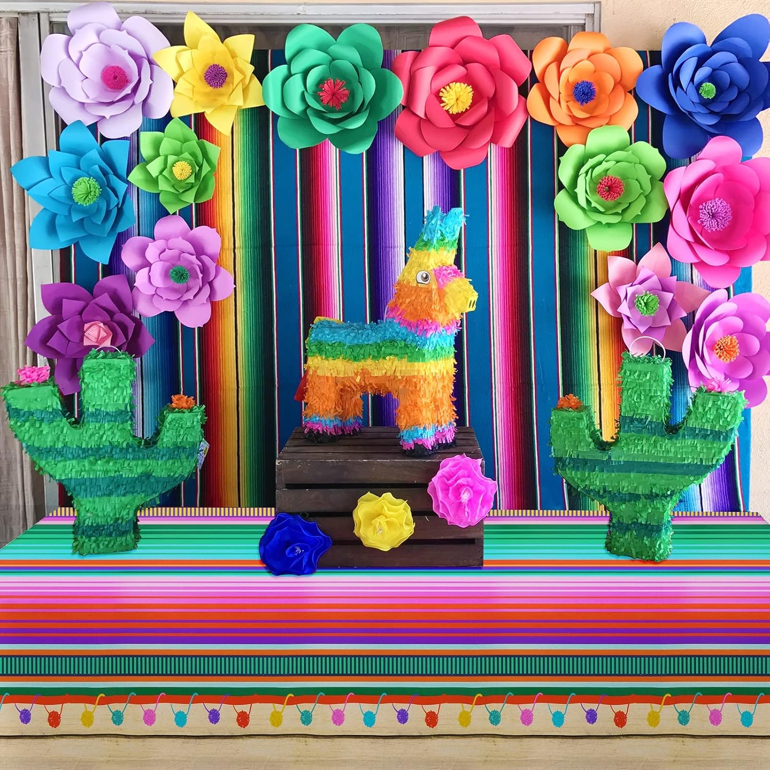 3PCS Fiesta Tablecloth for Mexican Party Decorations