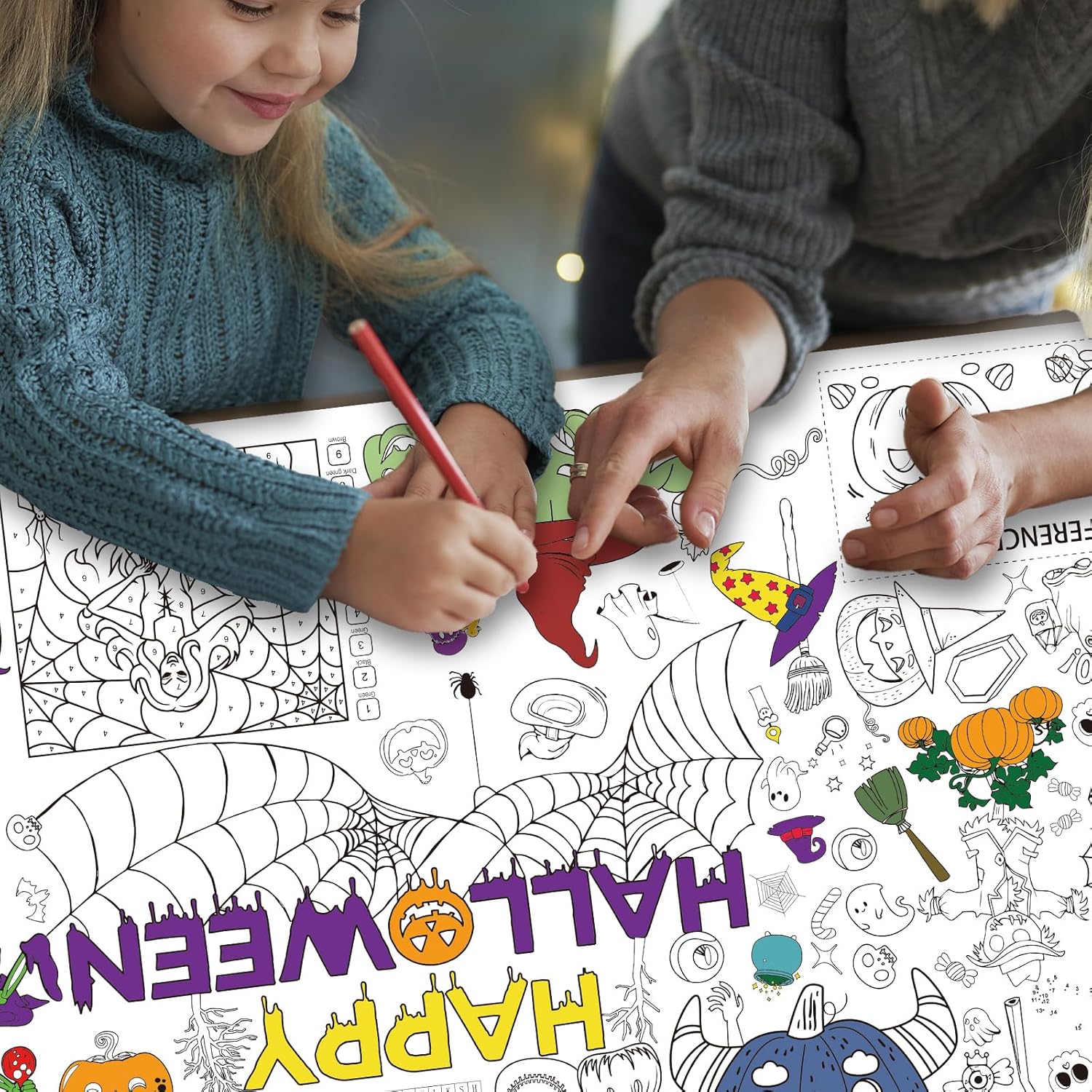 Raissily Halloween Giant Coloring Poster Tablecloth