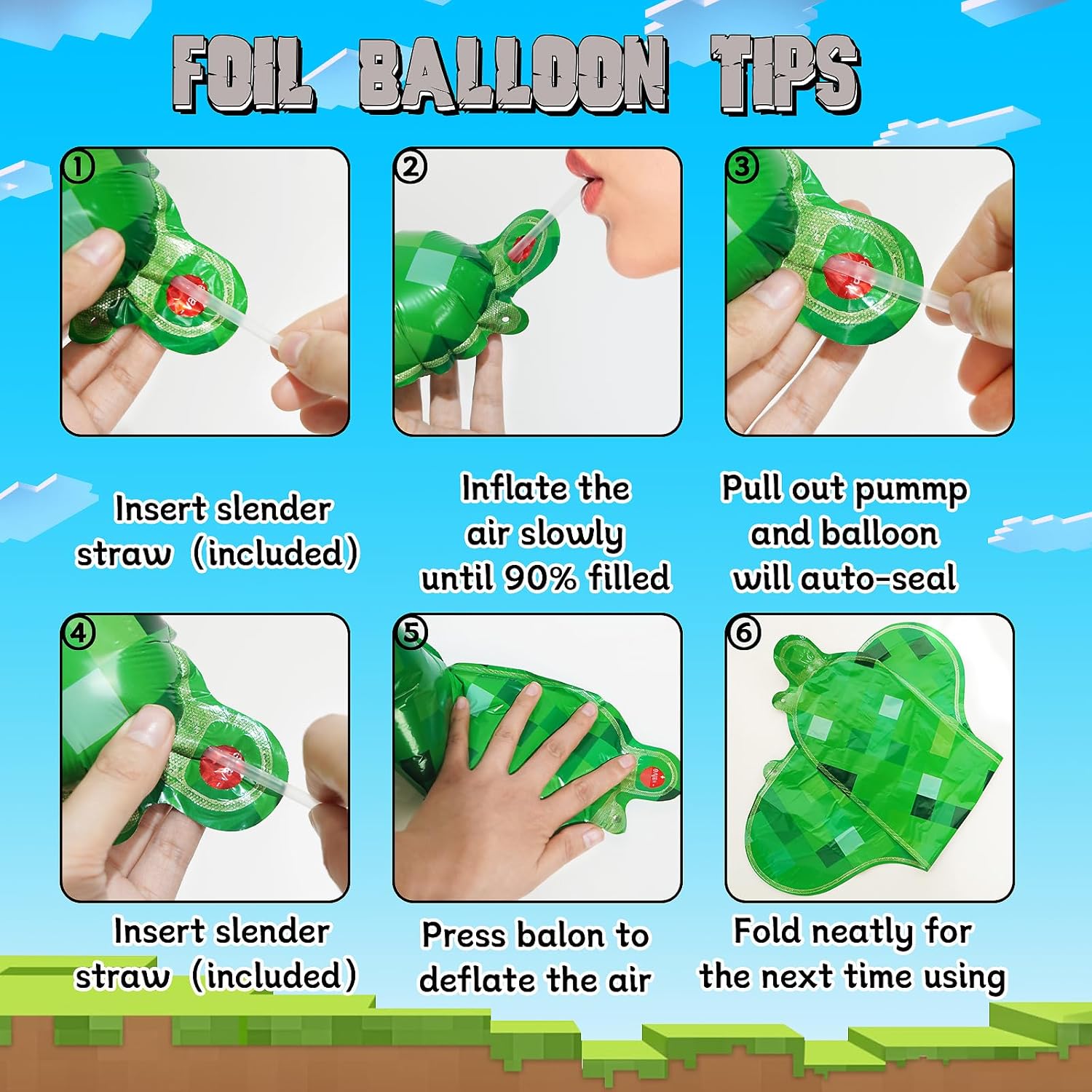 TNT Pixel Birthday Foil Balloons Party Decorations