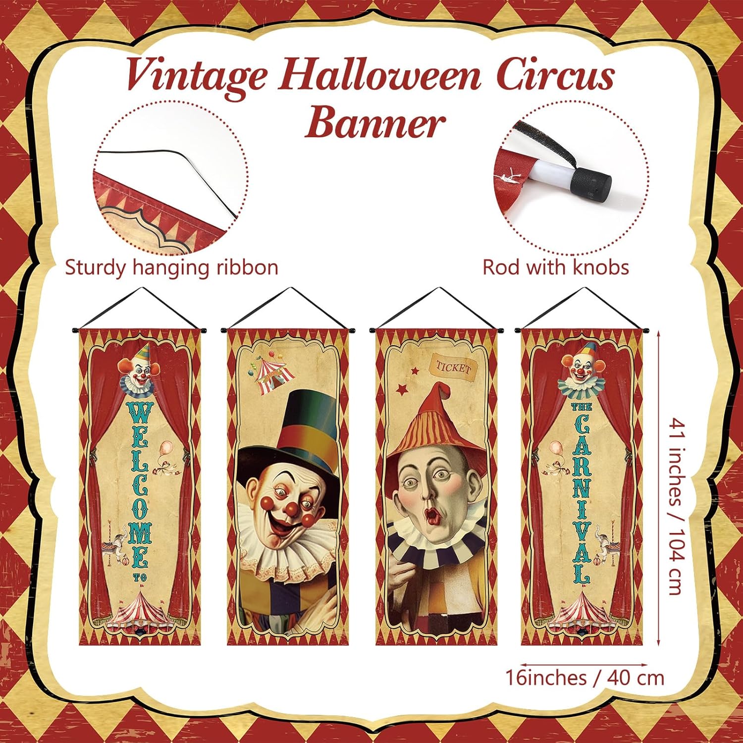 Tiamon 4 Pcs Vintage Halloween Carnival Banners