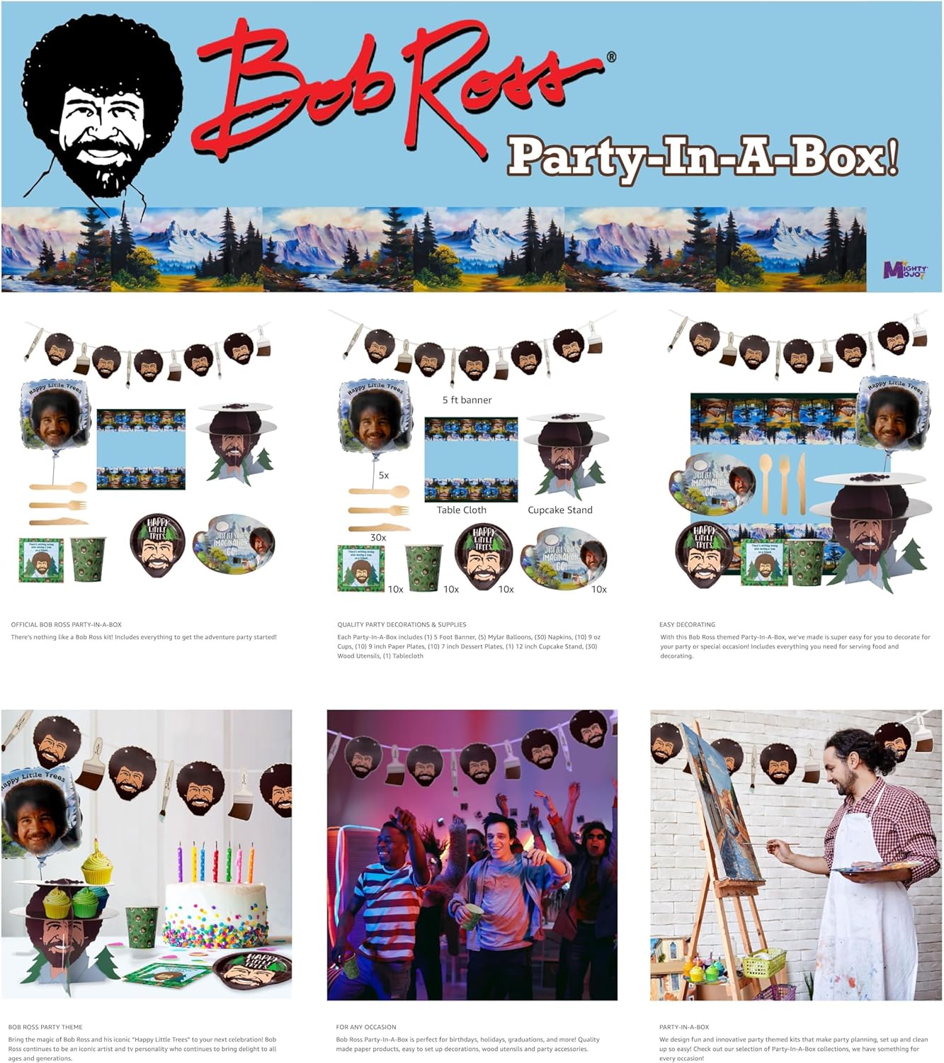 Mighty Mojo Bob Ross Party In A Box Kit
