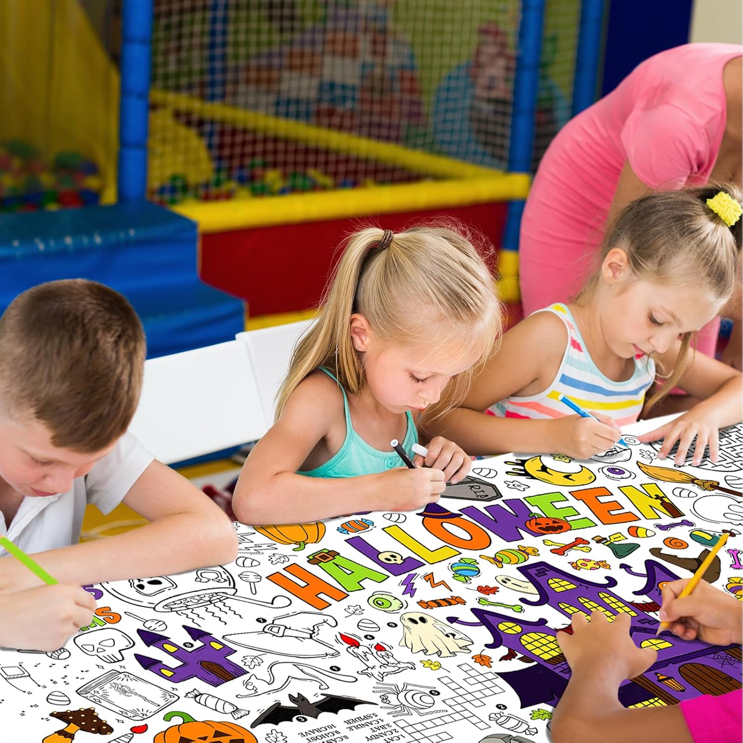 Halloween Coloring Tablecloth - 315 x 72 Inches