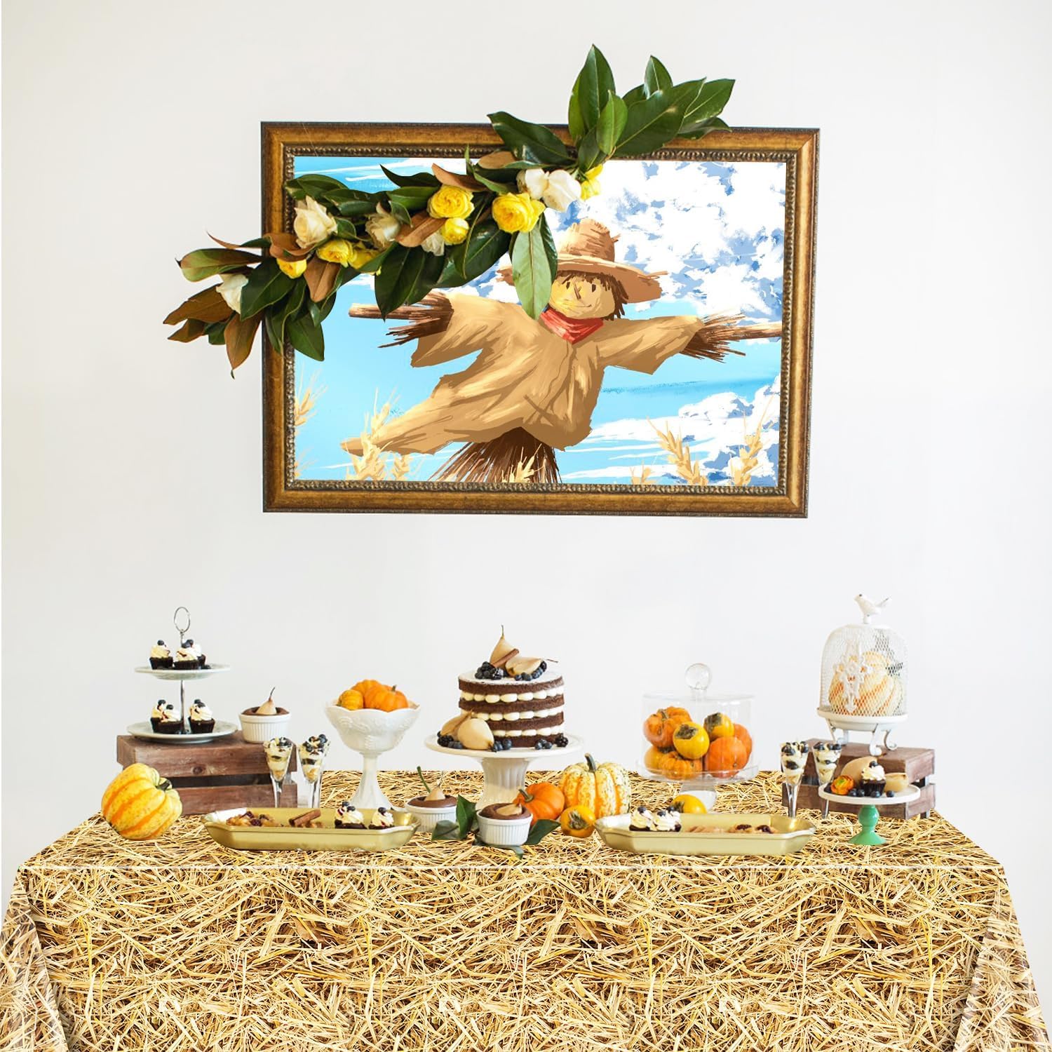 12Pcs Straw Tablecovers Western Theme Party Decorations