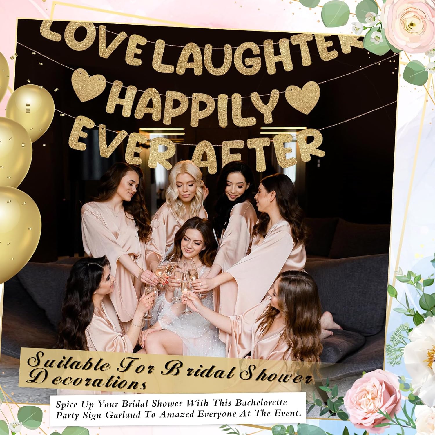 Breling Champagne Gold Bridal Shower Banner Set